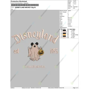 Disneyland Ghost Halloween Embroidery file