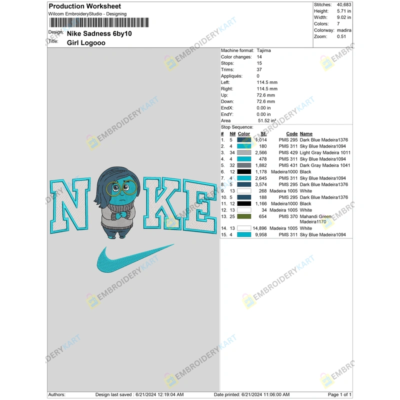 Nike Sadness Embroidery File