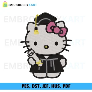 Graduation Hello Kitty Machine Embroidery Design