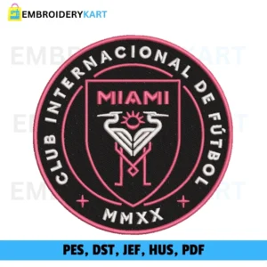 Inter Miami Team Logo Embroidery Design