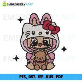 Labubu Hello kitty Embroidery Drsign