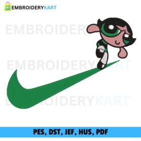 Buttercup Powerpuff Girl Swoosh Embroidery Design