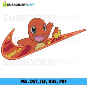 Charmander Nike Swoosh Embroidery Design