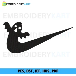 Ghost Swoosh Embroidery Design Halloween Embroidery File
