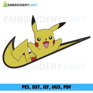 Pikachu Nike Swoosh Embroidery Design