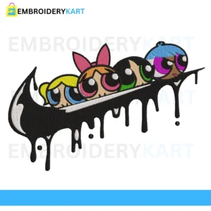 Swoosh powerpuff girls Embroidery Design