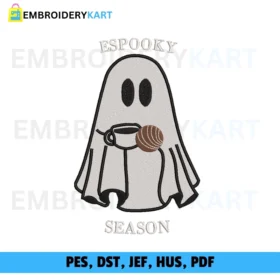 Espooky Season Ghost Halloween Embroidery design