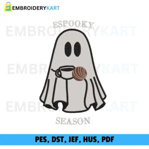 Espooky Season Ghost Halloween Embroidery design