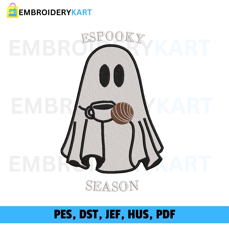 Espooky Season Ghost Halloween Embroidery design