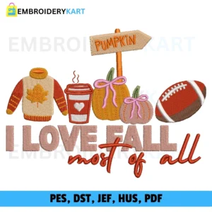 I LOVE FALL Halloween Embroidery design
