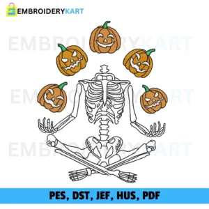 Pumpkin Skeleton Halloween Embroidery design