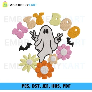 hey boo flower Embroidery design