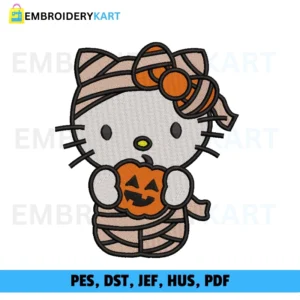 kitty stripe pumpkin Halloween Embroidery design