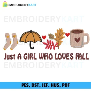 GIRL WHO LOVES FALL Halloween Embroidery design