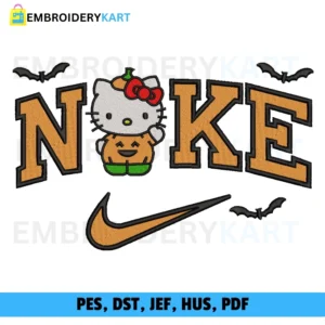 Nike Hello Kitty With Pumpkin Halloween Embroidery design