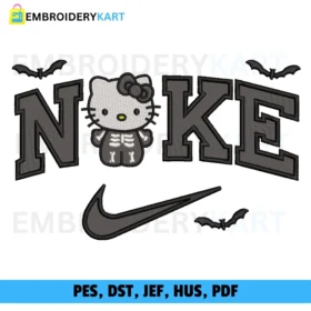 Nike Hello Kitty skelton Halloween Embroidery design