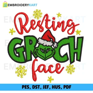 Grinch face Christmas Embroidery design