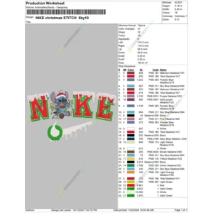 NIKE christmas STITCH 6by10