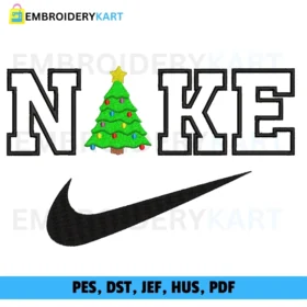 Nike Christmas tree Embroidery design