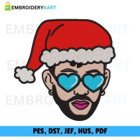 Bad Bunny Head Christmas Embroidery design