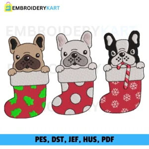 Christmas Dog Socks Embroidery design