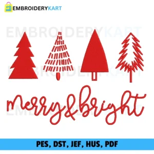 MERR BRIGHT tress Christmas Embroidery design