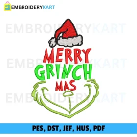 Merry Grinch Christmas Embroidery design