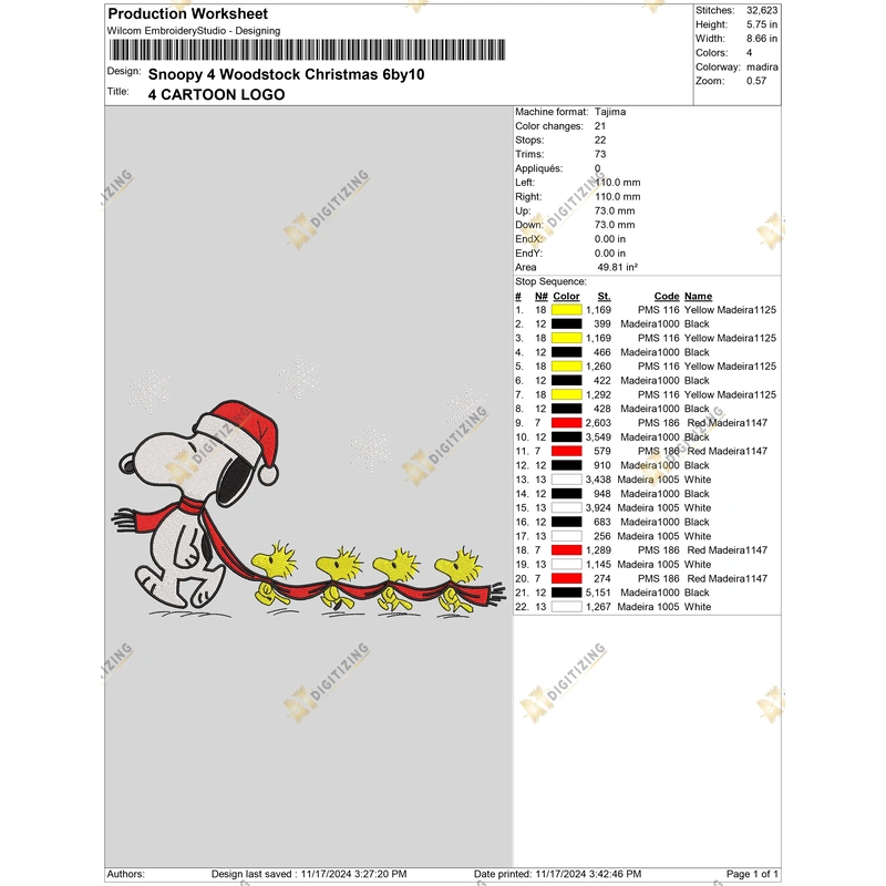 Snoopy 4 Woodstock Christmas 6by10