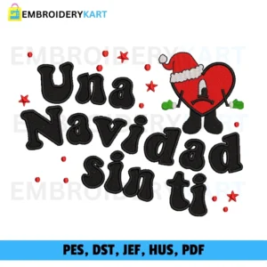 Una heart Christmas Embroidery design